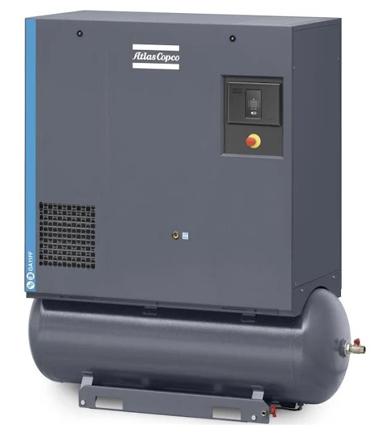 Atlas Copco GA5-11TD Oil-Injected 15 HP Rotary Screw Air Compressor, 71 Gallon, With Dryer