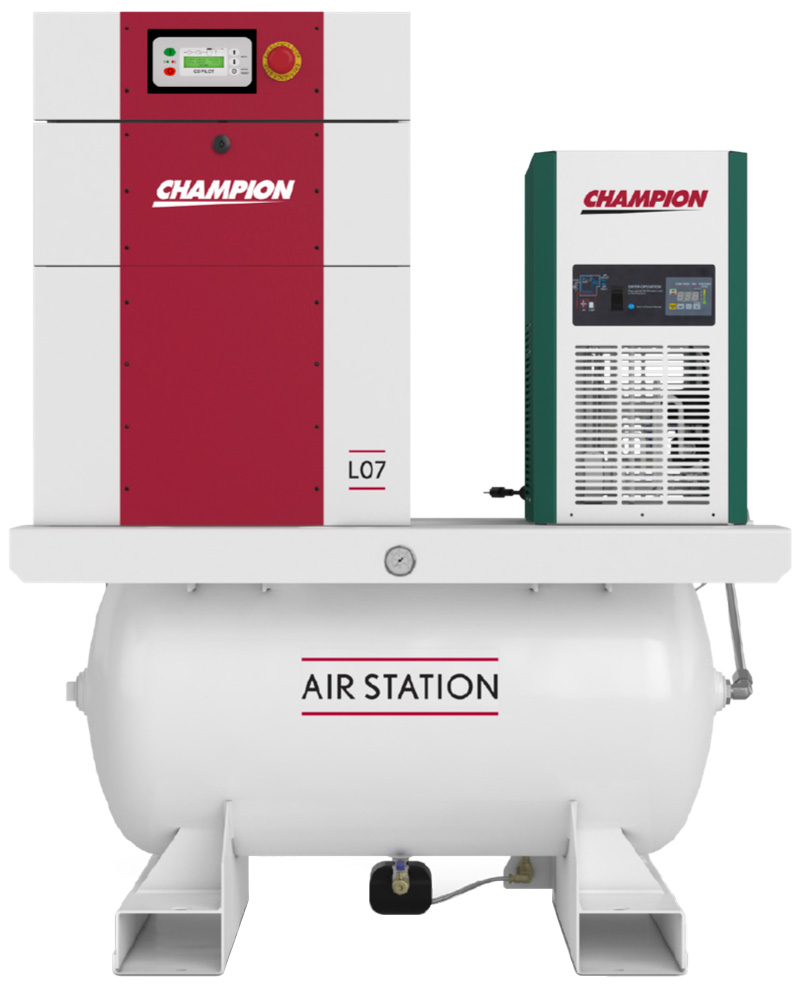 Champion L 15 HP Rotary Screw Air Compressor, 120 Gallon, With Dryer