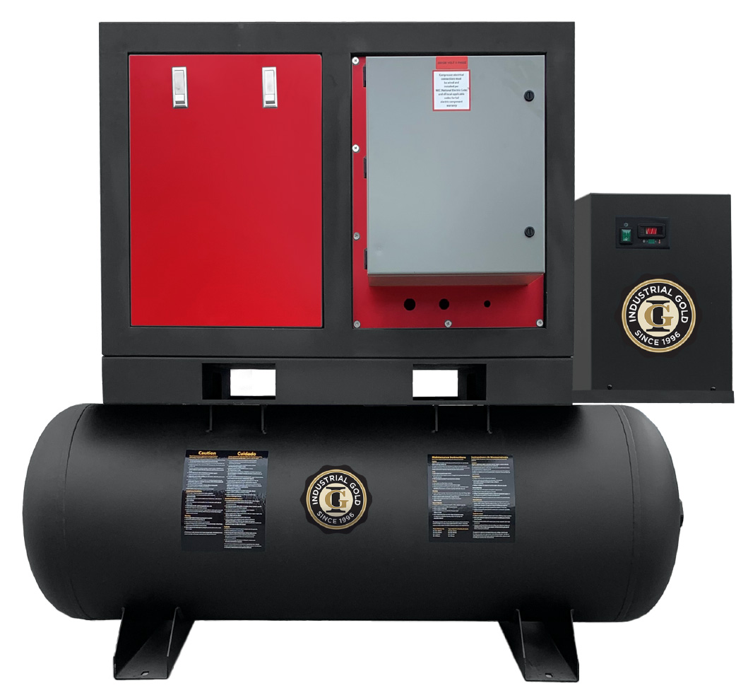 Industrial Gold R303ENC6-CDR 30 HP Rotary Screw Air Compressor, 120 Gallon, With Dryer