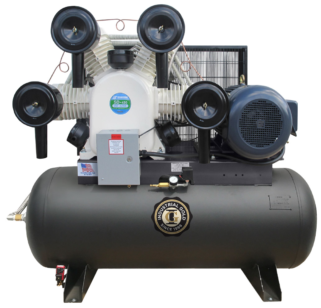 Industrial Gold Simplex Oilless Piston Air Compressor