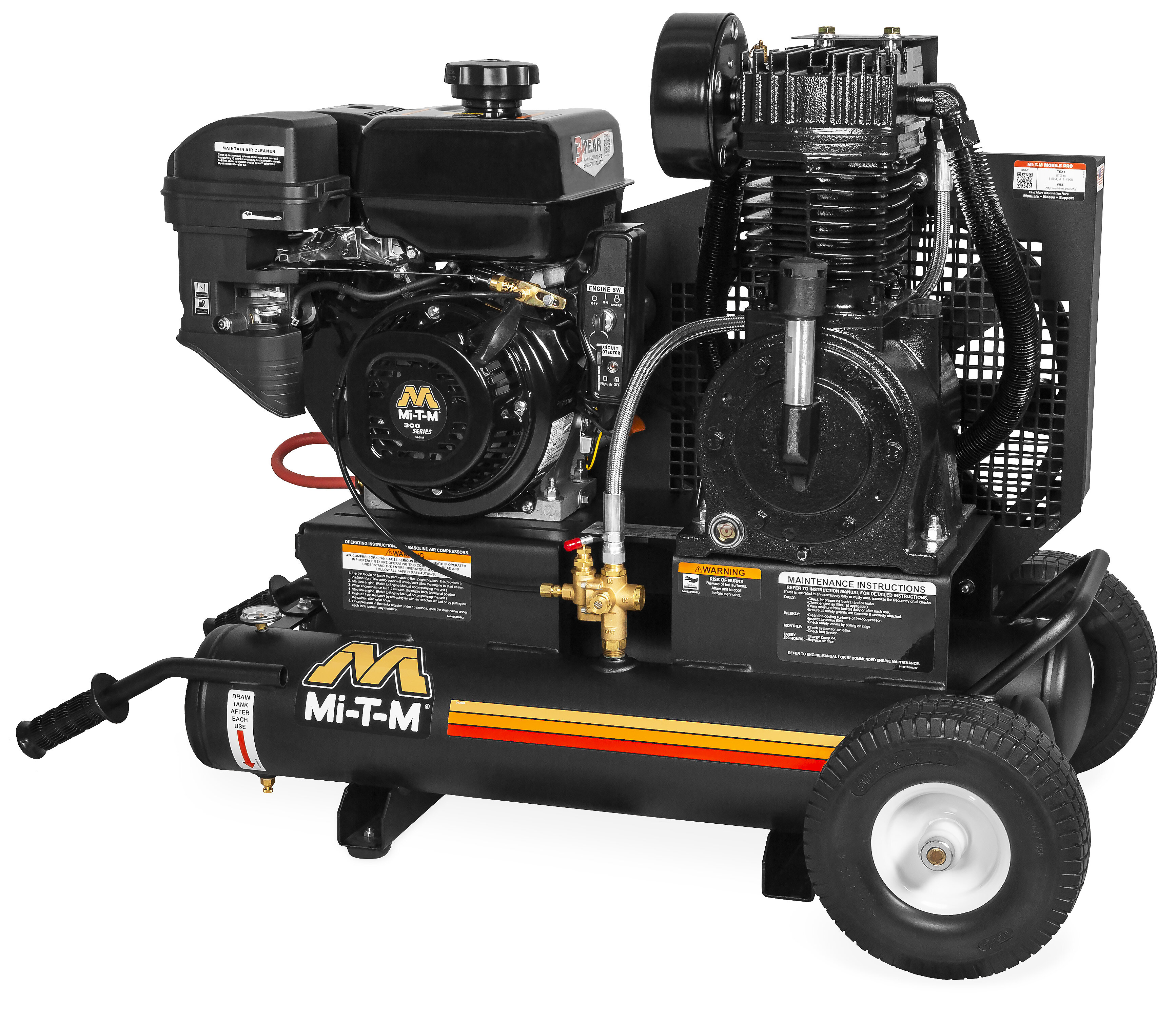 Mi-T-M 8 Gal Industrial Two Stage Gasoline Air Compressor