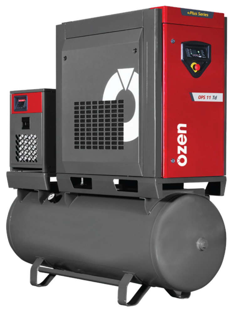 OZEN OPS Plus 15 HP Variable Speed Rotary Screw Air Compressor, 120 gallon with Dryer